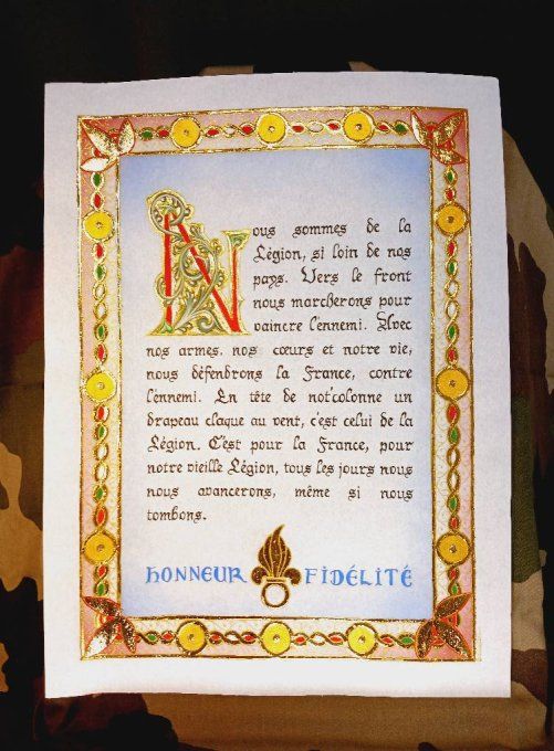 Légion Etrangère - Enluminures originales-